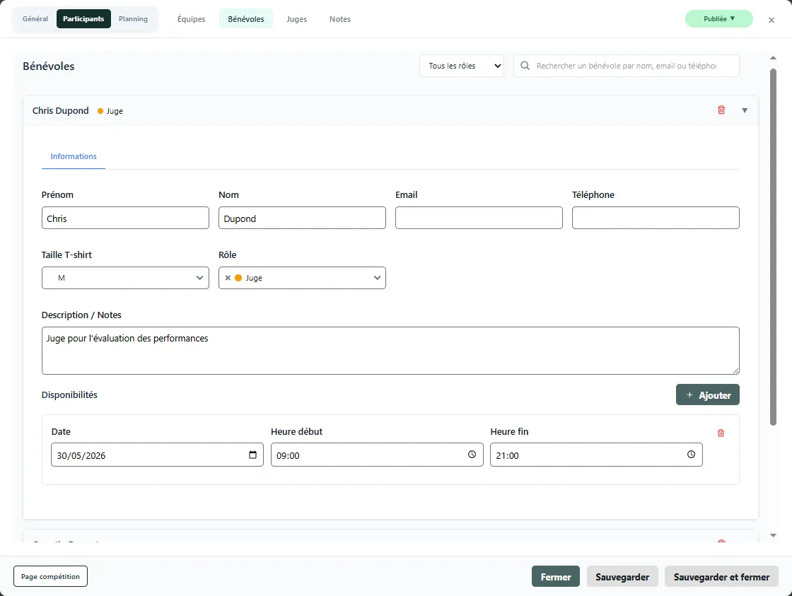 Bénévoles & juges