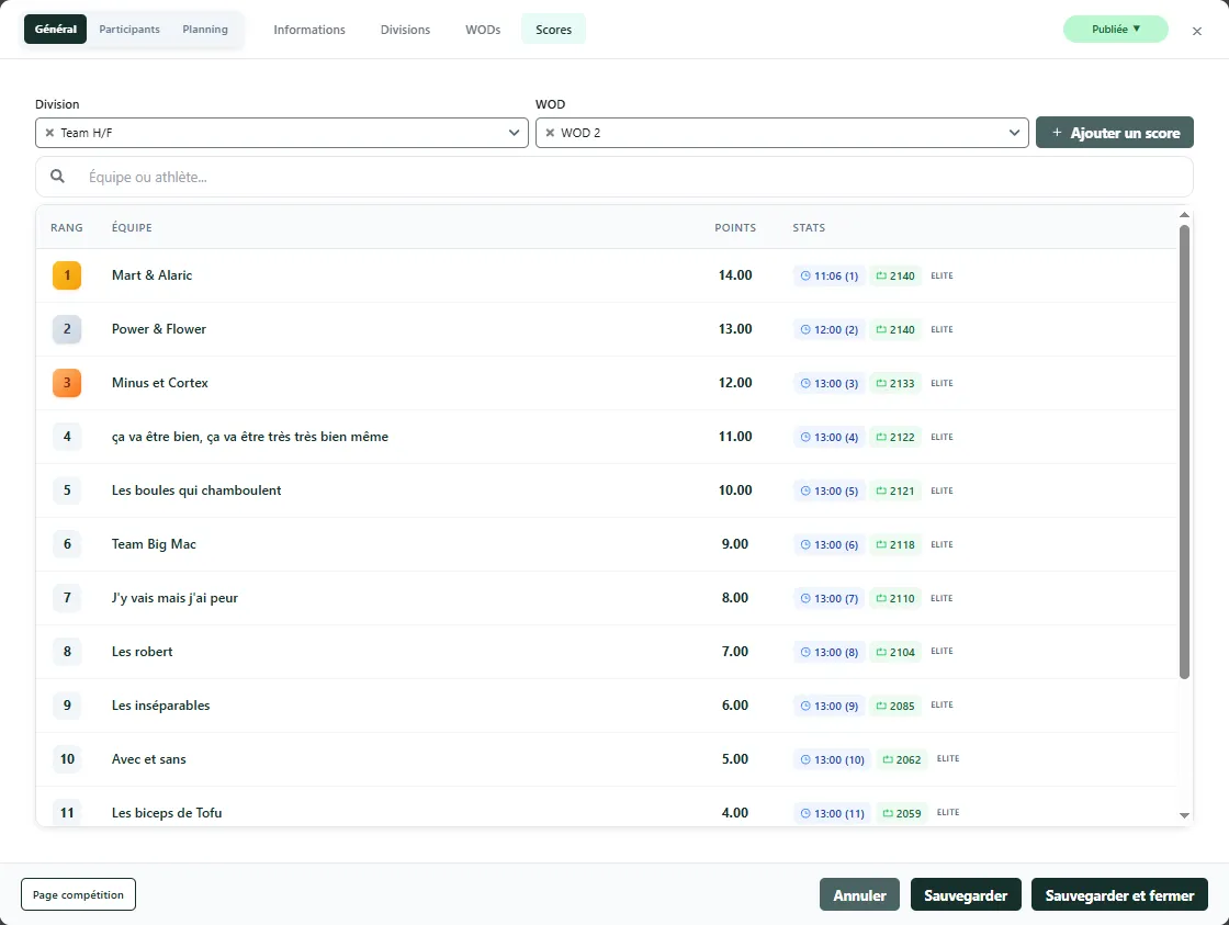 Classement live CrossCompet