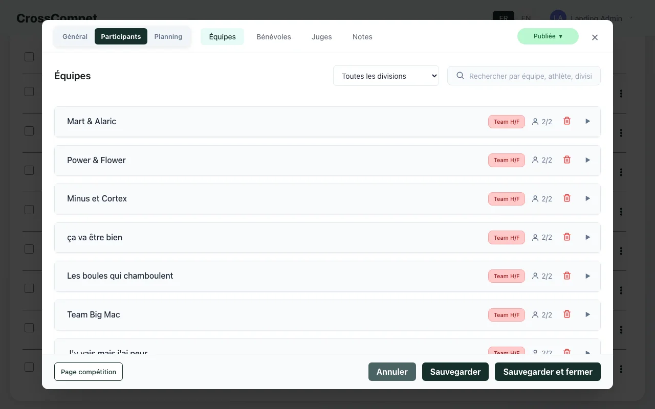 Équipes & athlètes